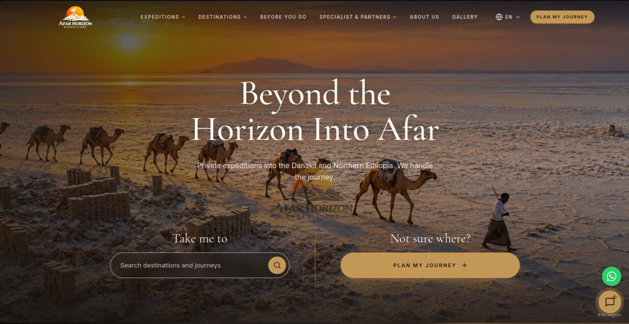Afar Horizon Expeditions website preview