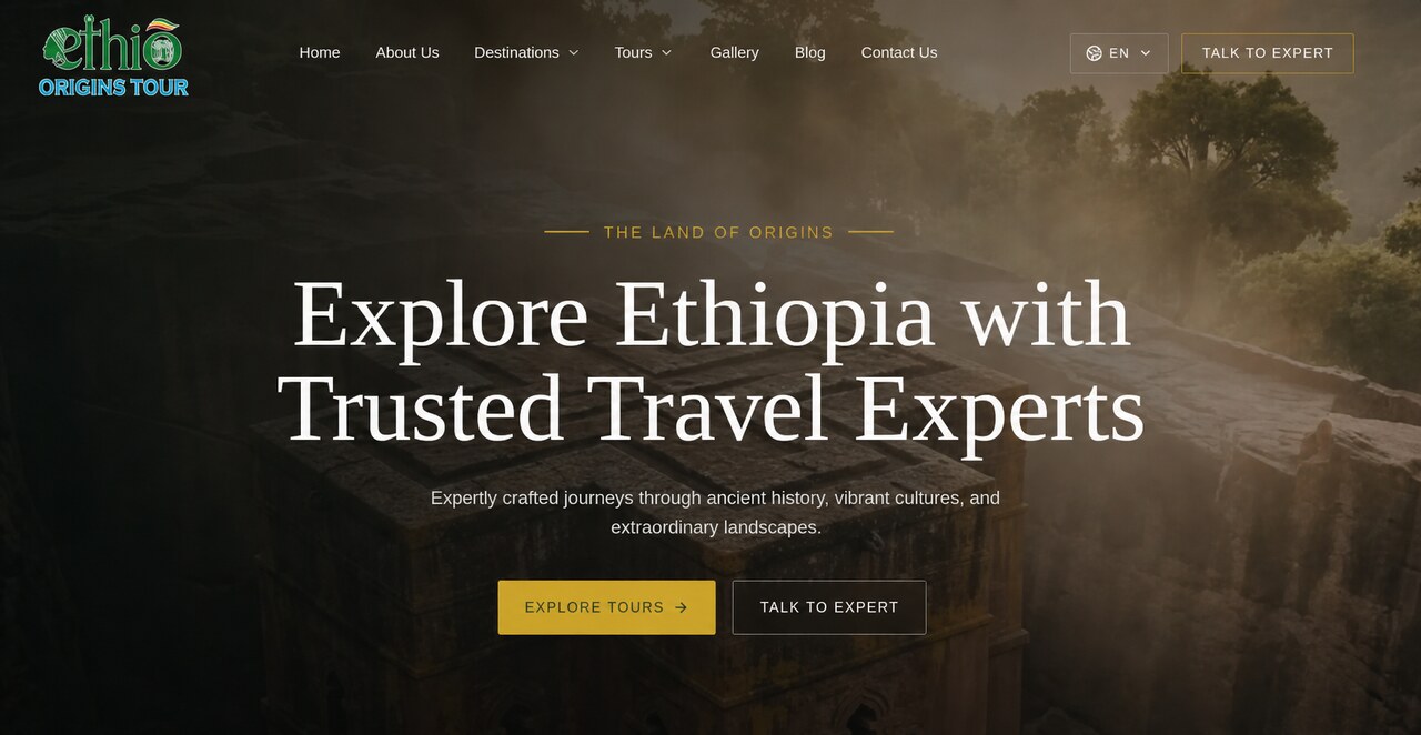 Ethio Origins Tour website preview