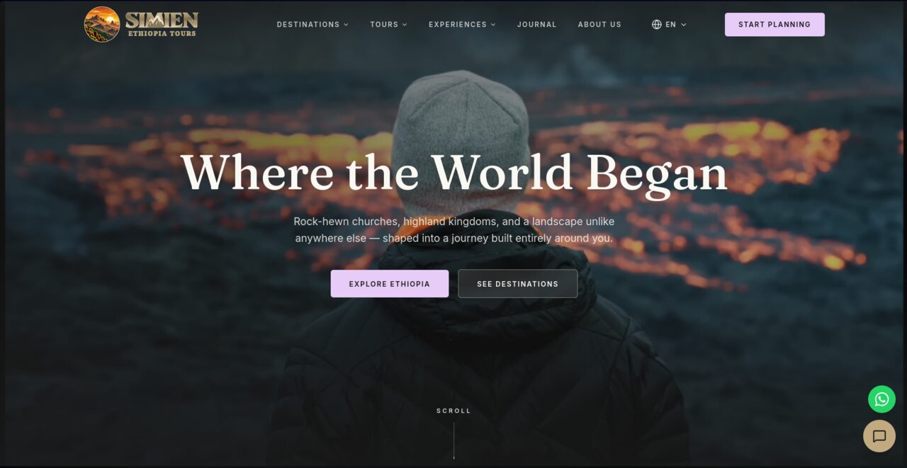 Simien Ethiopia Tours website preview
